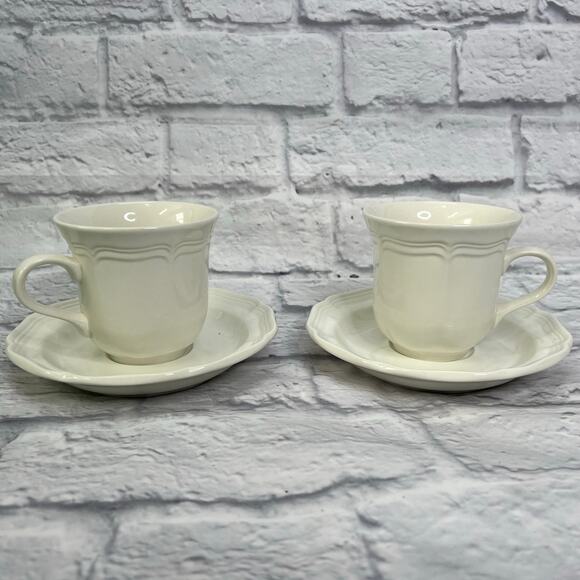 Mikasa French Countryside Cup and Saucer Set of 2 White F9000 - Picture 1 of 3